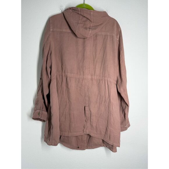 Torrid Women’s Twill Anorak Blush Pink Hooded Full Zip Jacket Size 2 pockets - Picture 5 of 11